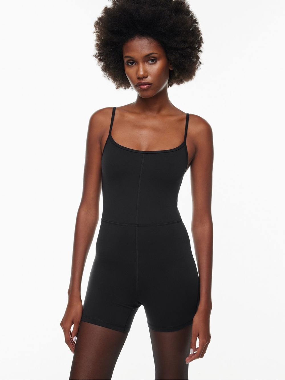 Wilfred Free Freestyle 5” Romper Body-Hugging One Piece Shorts Black Aritzia